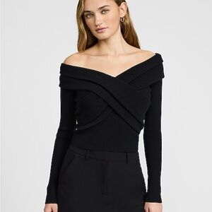 Express off the shoulder crossover sweater